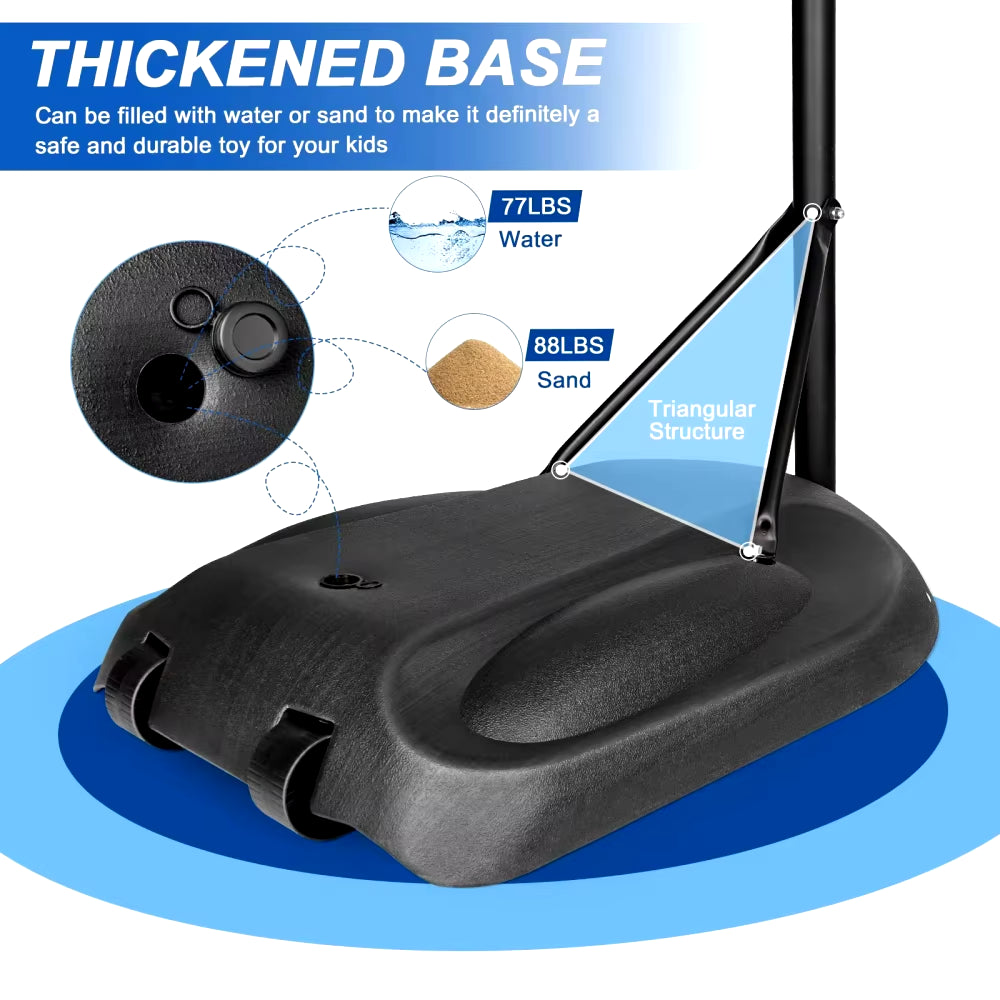 Portable Basketball Hoop System Stand Height Adjustable 7.5Ft - 9.2Ft 32 Inch Backboard Wheels for Youth Adults Indoor Outdoor