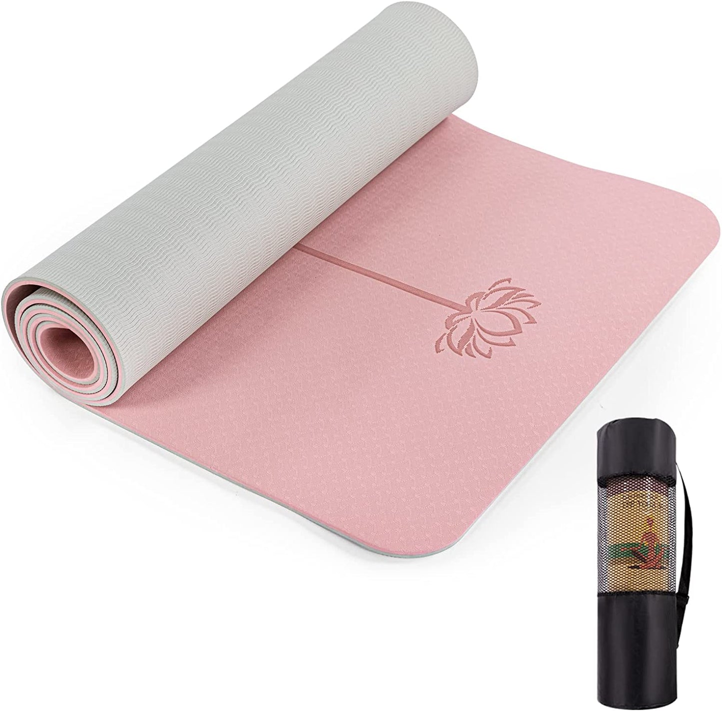 Yoga Mat Extra Thick 1/3'' & 2/5" Non Slip Yoga Mats for Women Eco Friendly TPE Fitness Exercise Mat with Carrying Sling & Storage Bag
